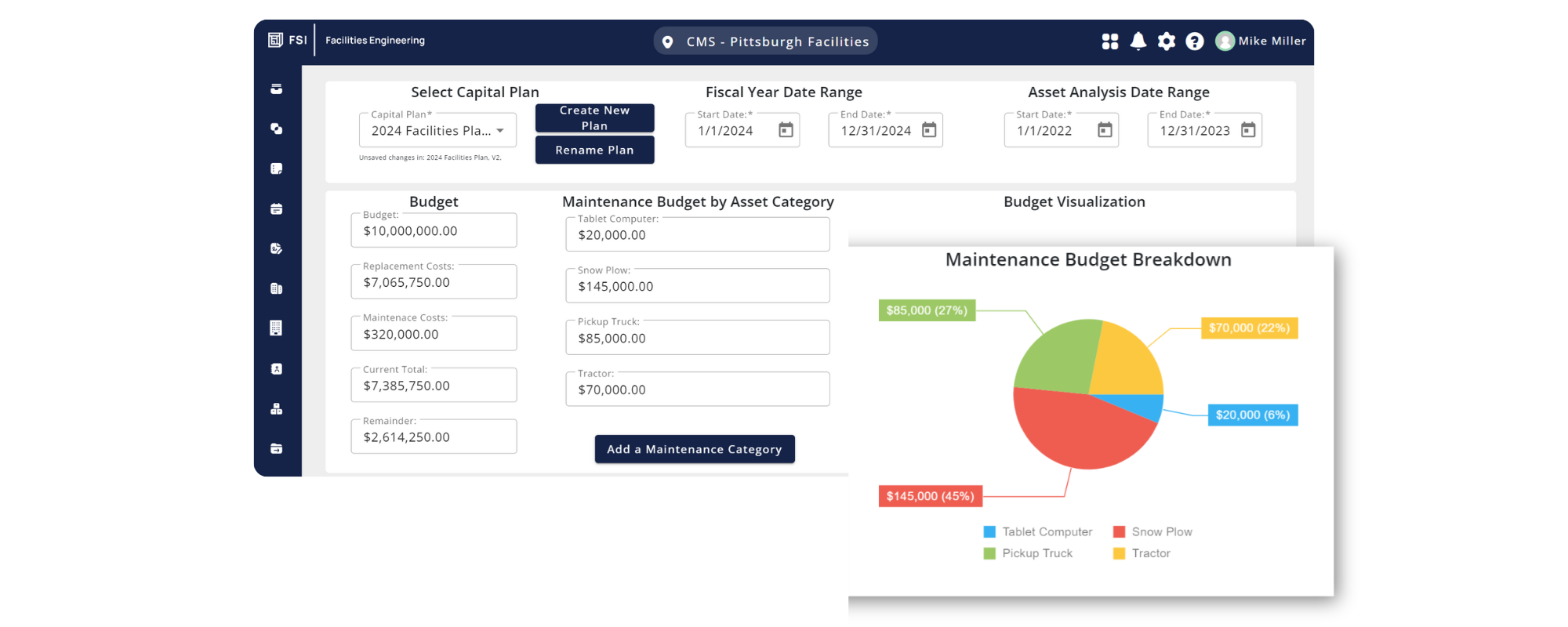 Capital Planning Screenshot